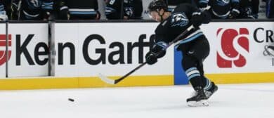 Utah Mammoth right wing Dylan Guenther (11) takes a shot against the Dallas Stars during the second period at Delta Center
