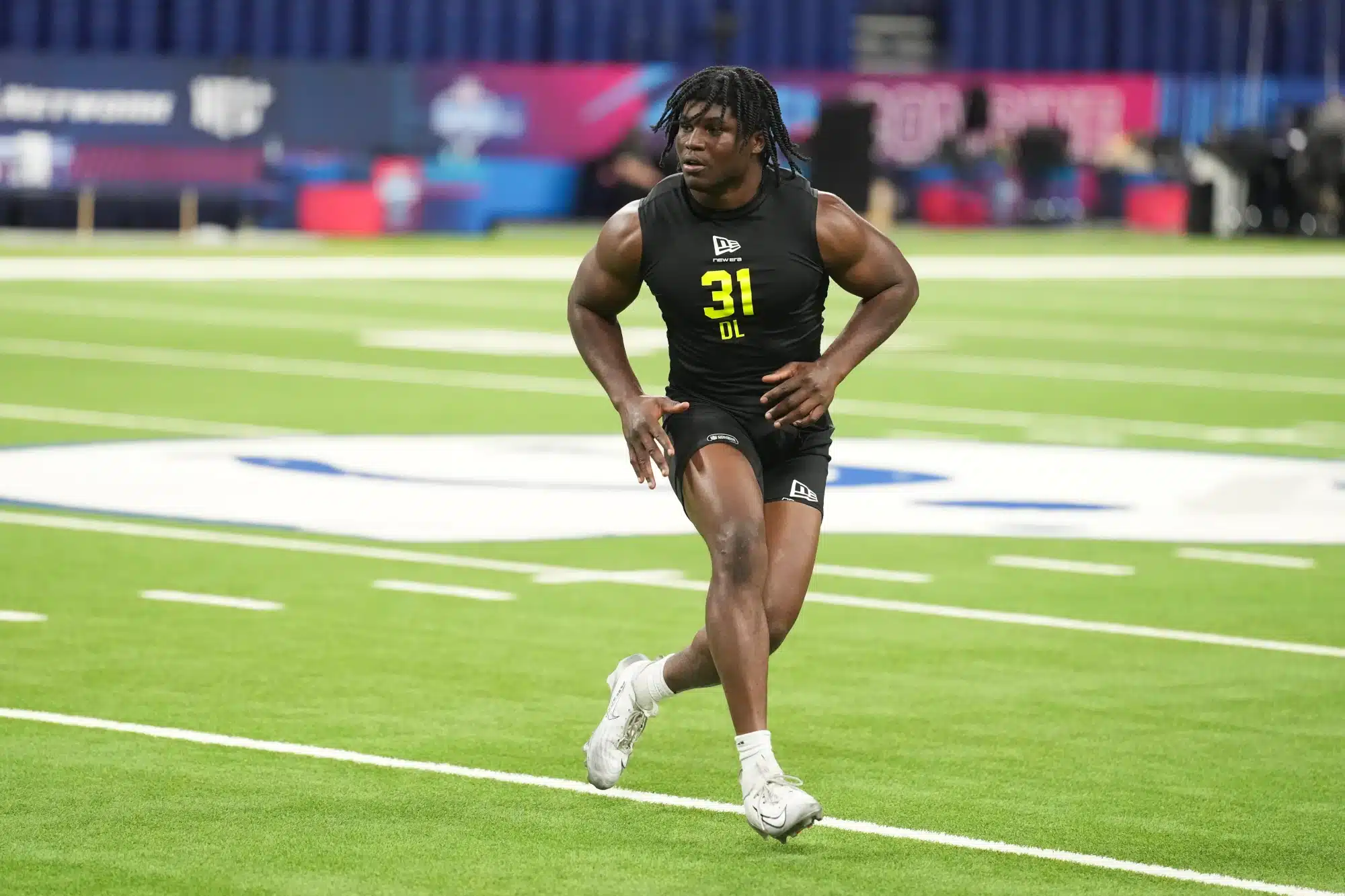 Feb 26, 2026; Indianapolis, IN, USA; Texas Tech defensive lineman David Bailey (DL31) during the NFL Scouting Combine at Lucas Oil Stadium.