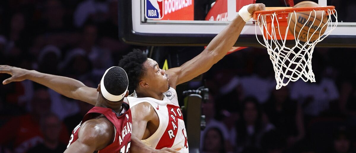 Scottie Barnes, Bam Adebayo, Toronto Raptors vs Miami Heat, 2025-26 NBA Season