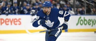 Toronto Maple Leafs forward William Nylander (88) pursues the play against the Tampa Bay Lightning in the first period at Scotiabank Arena.