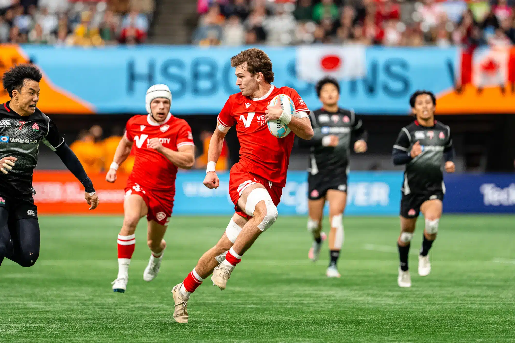 Team Canada Men's Rugby team competes against Japan at the 2026 HSBC Rugby SVNS.