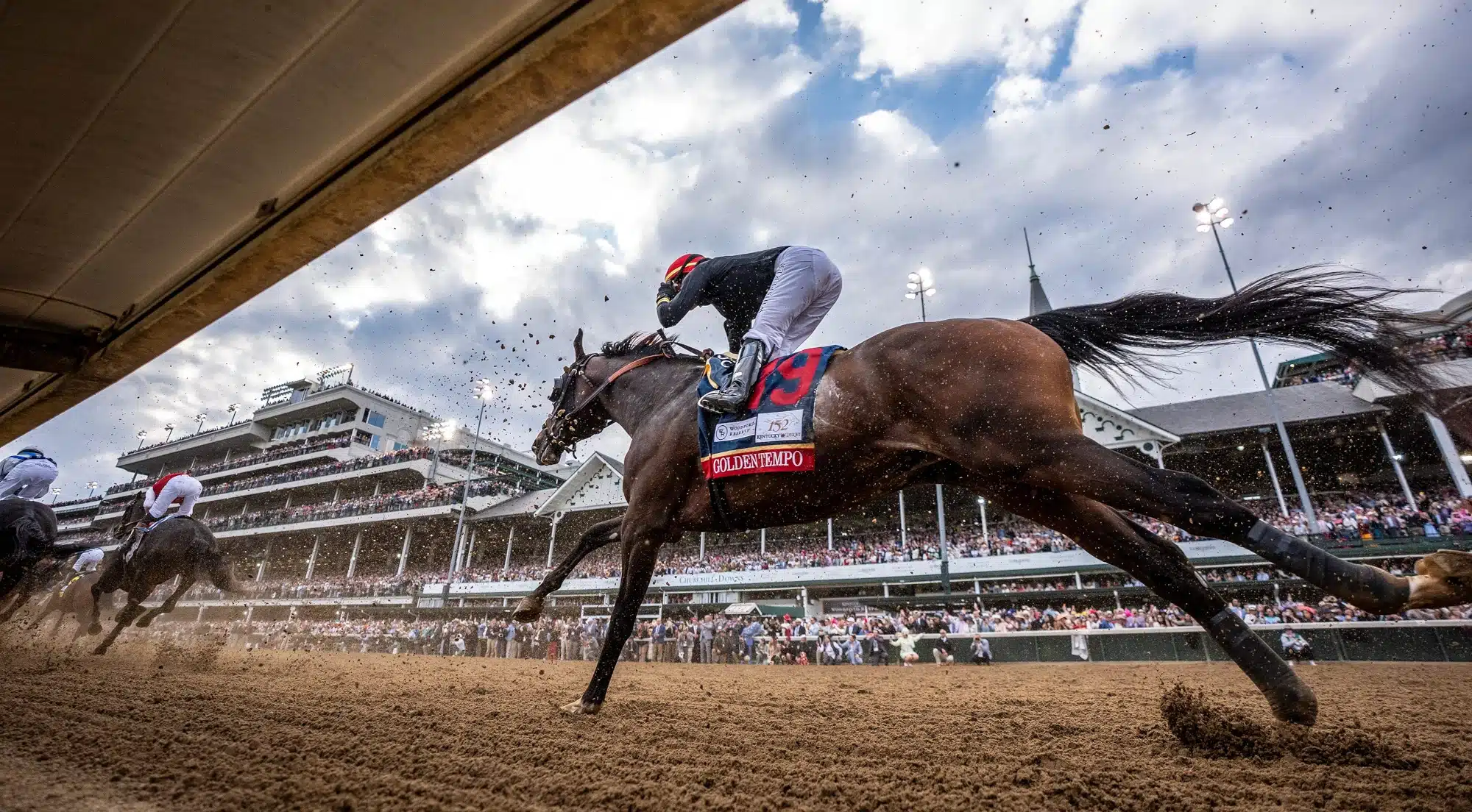 Edgar Prado and Barbaro cross the finish line at the 132nd Kentucky Derby May 2, 2026; Louisville, KY, USA; Golden Tempo and jockey Jose Ortiz trail the field at the start during the 152nd running of the Kentucky Derby at Churchill Downs.