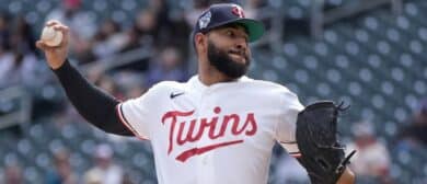 Minnesota Twins relief pitcher Simeon Woods Richardson throws to the Boston Red Sox in the second inning at Target Field.