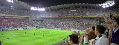 Supporters inside Kashima Antlers Stadium during the 2002 FIFA World Cup