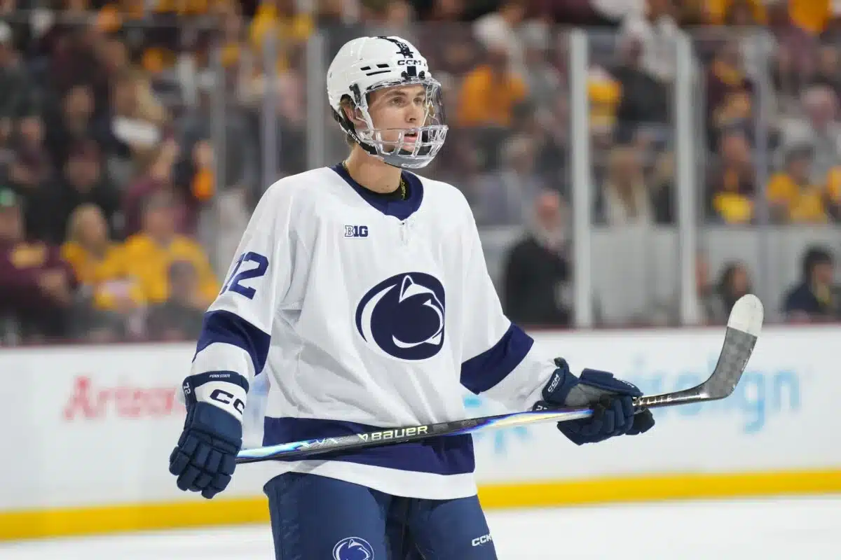 Gavin McKenna from Penn State is projected to go first overall in the 2026 NHL Draft