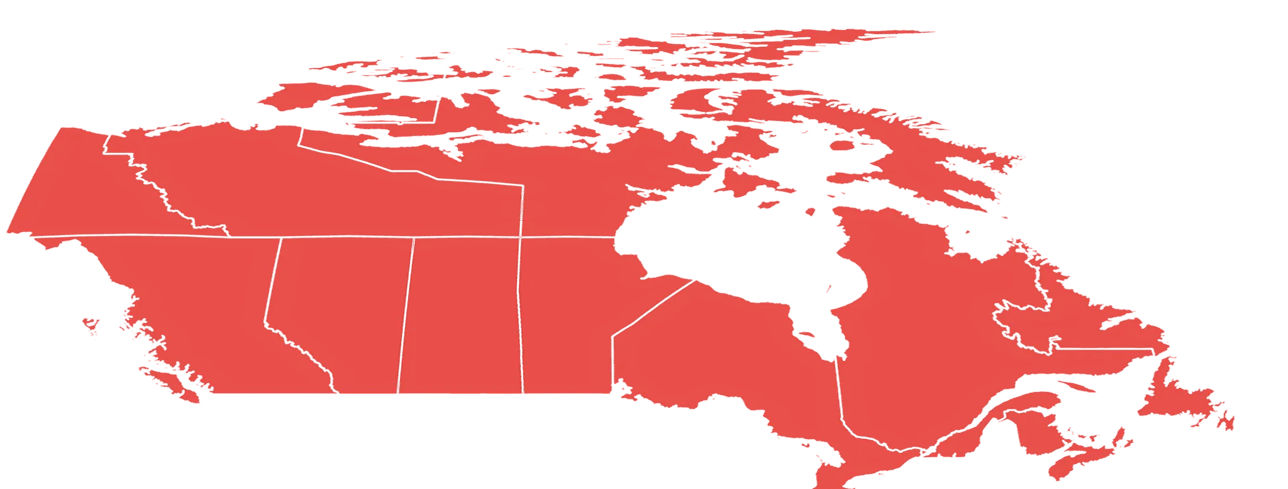 Map of canada in red