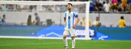 Argentina's striker Lionel Messi (10) looks on during the second half against Ecuador at NRG Stadium