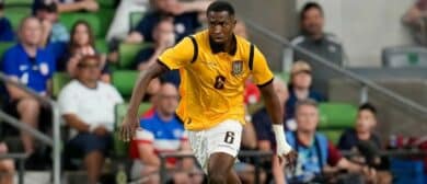 Ecuador defender Willian Pacho (6) moves the ball during the second half at Q2 Stadium