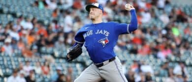 Toronto Blue Jays pitcher Patrick Corbin (46) throws during the first inning against the Baltimore Orioles at Oriole Park at Camden Yards.