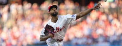 Philadelphia Phillies pitcher Cristopher Sanchez (61) throws a pitch against the San Diego Padres during the fifth inning at Citizens Bank Park.