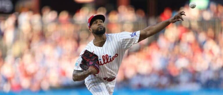 Philadelphia Phillies pitcher Cristopher Sanchez (61) throws a pitch against the San Diego Padres during the fifth inning at Citizens Bank Park.
