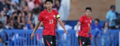 Republic of Korea forward Son Heung-Min (13) wait for a play against El Salvador during the second half at BYU South Field