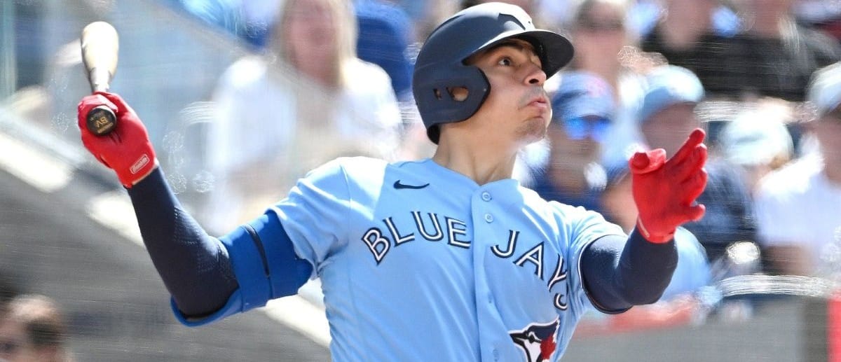 Toronto Blue Jays catcher Brandon Valenzuela (59) hits a solo home run against the Baltimore Orioles in the eighth inning at Rogers Centre.