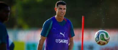 Cristiano Ronaldo of Portugal seen in action during the training session at Palm Beach Gardens Pickleball and Tennis Center in Palm Beach Gardens Florida on June 13, 2026.