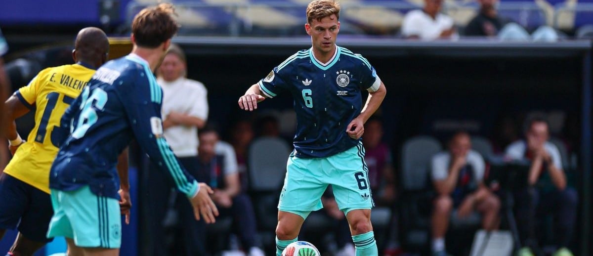Germany midfielder Joshua Kimmich (6) in action against Ecuador during a Group E match of the 2026 FIFA World Cup at New York New Jersey Stadium