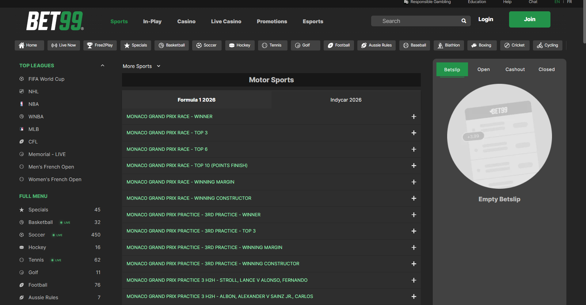 bet99 f1 betting