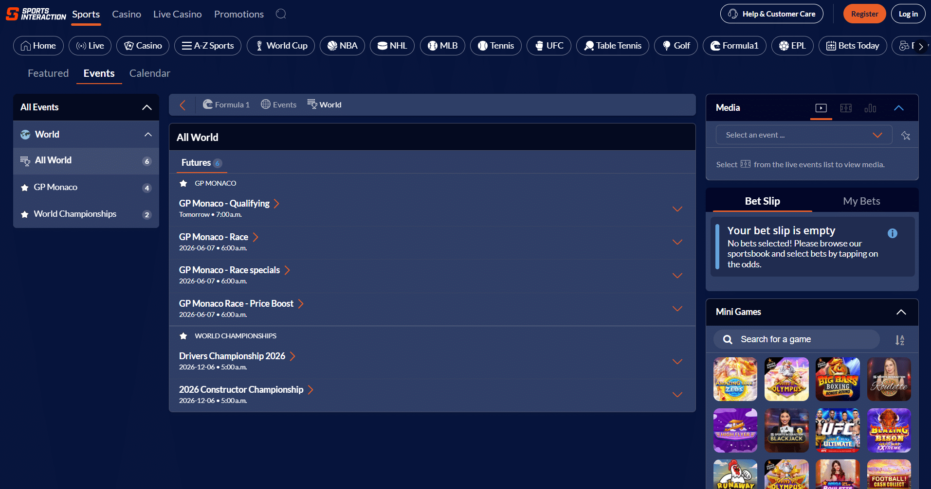 sia formula 1 betting