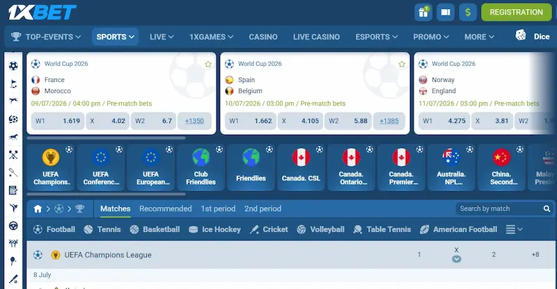 sports you can bet on 1xbet
