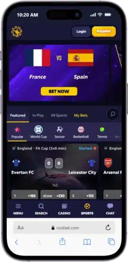 A view of Roobet Canada's mobile betting app