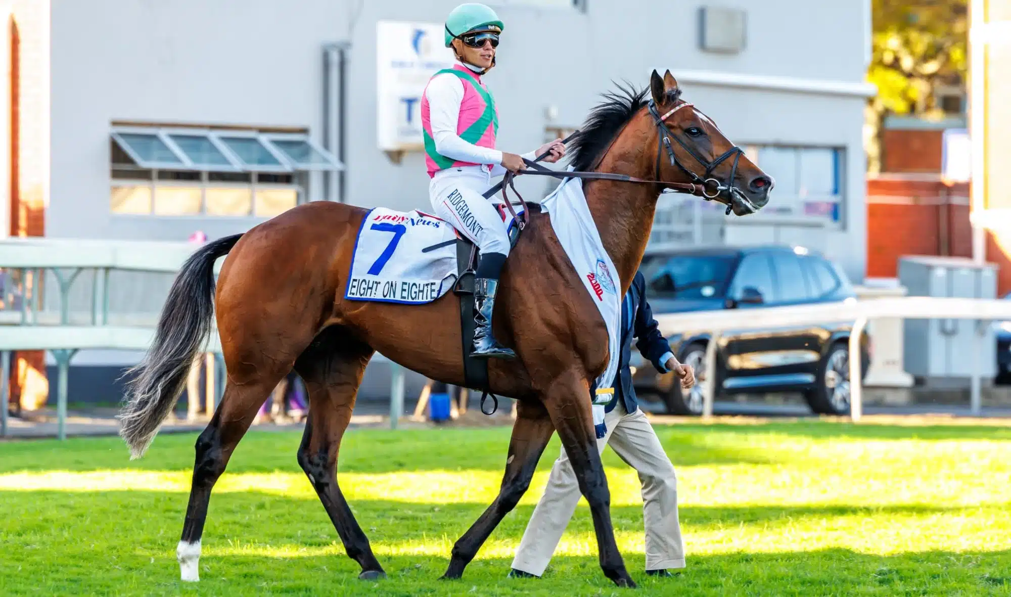 Richard Fourie and Eight On Eighteen with the Daily News winner’s sash