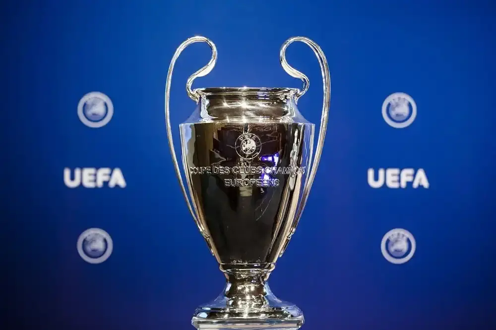 A view of the UEFA Champions League trophy