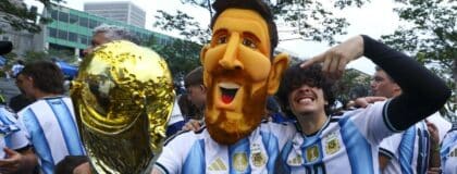 Argentina fans gather ahead of the World Cup Semi Final match against England.