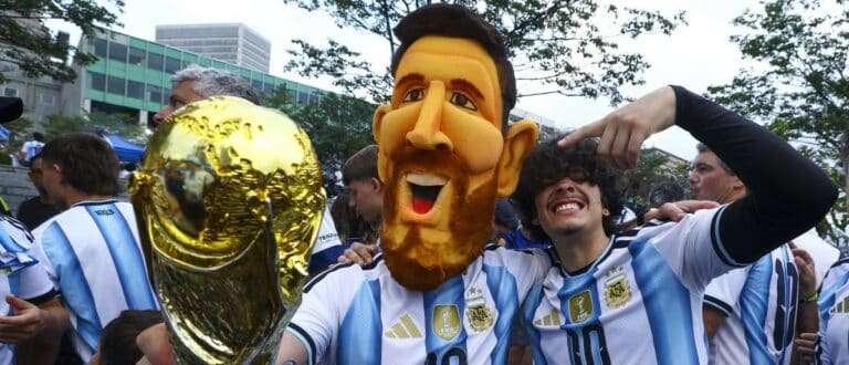 Argentina fans gather ahead of the World Cup Semi Final match against England.