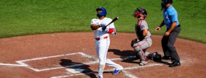 Toronto Blue Jays first baseman Vladimir Guerrero Jr. (27) takes an at bat against the Boston Red Sox during the eighth inning at Rogers Centre.
