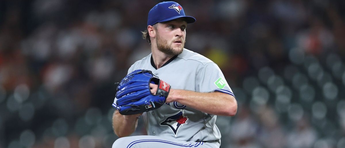 Toronto Blue Jays starting pitcher Trey Yesavage (39) delivers a pitch during the second inning against the Houston Astros at Daikin Park. Mandatory Credit: Troy Taormina-Imagn Images