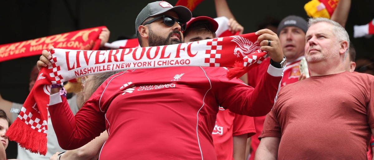 Liverpool fans during the first half of a friendly at Soldier Field.