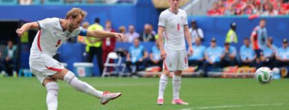 Norway v England - Miami Stadium, Miami Gardens, Florida, U.S. - July 11, 2026 England's Harry Kane shoots at goal from a free kick IMAGN IMAGES via Reuters/Sam Navarro