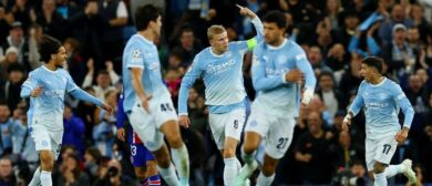 UEFA Champions League - Manchester City v Paris St Germain - Etihad Stadium, Manchester, Britain - October 14, 2026 Manchester City's Erling Haaland celebrates scoring their first goal REUTERS/Phil Noble