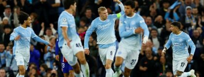UEFA Champions League - Manchester City v Paris St Germain - Etihad Stadium, Manchester, Britain - October 14, 2026 Manchester City's Erling Haaland celebrates scoring their first goal REUTERS/Phil Noble