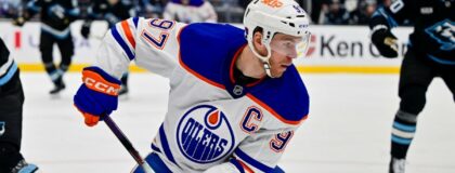 Edmonton Oilers center Connor McDavid (97) makes a quick move with the puck around Utah Mammoth defenseman John Marino (6) during first period at Delta Center. Mandatory Credit: Peter Creveling-Imagn Images
