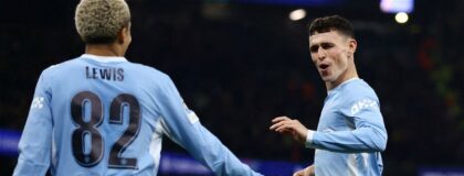Manchester City v AEK Athens - Etihad Stadium, Manchester, Britain - October 20, 2026 Manchester City's Phil Foden celebrates scoring their fourth goal with Rico Lewis Action Images via Reuters/Lee Smith