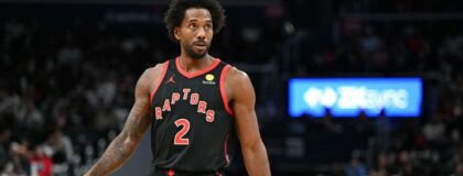 Washington, District of Columbia, USA; Toronto Raptors forward Kawhi Leonard (2) on the court against the Washington Wizards during the second half at Capital One Arena. Mandatory Credit: Brad Mills-Imagn Images